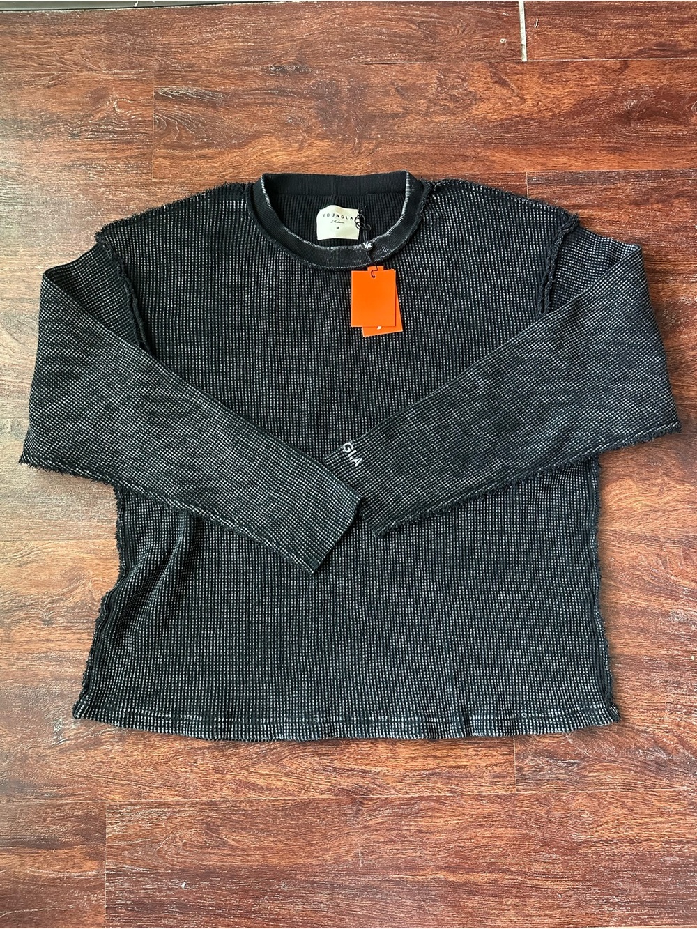 NWT YoungLa black waffle knit thermal